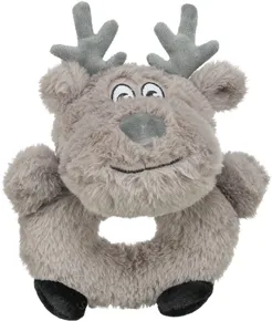 Vánoční sob-kroužek, bez zvuku, 24 cm, plyš, šedá